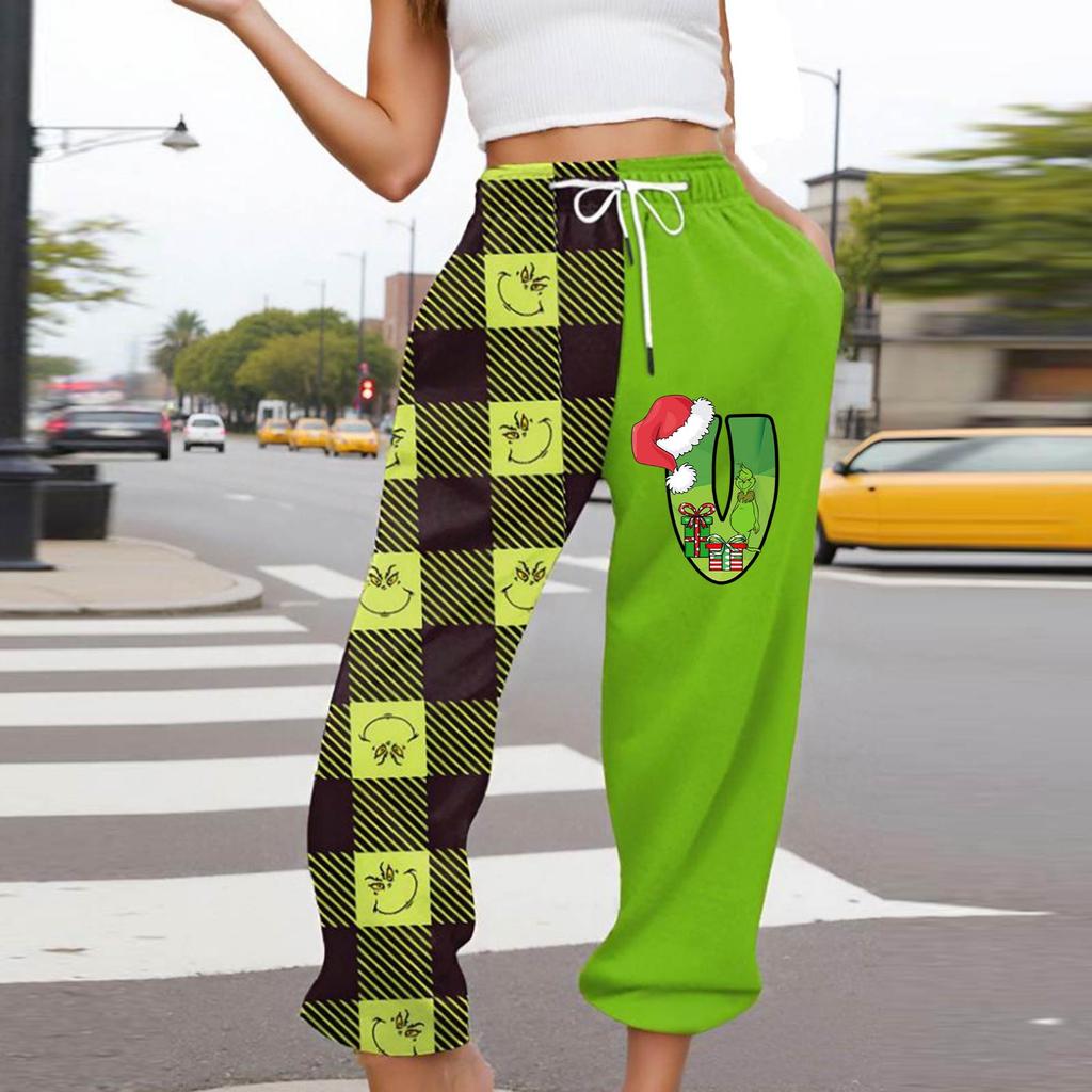 Women's Casual Fashion Christmas Printed Casual Sweatpants Elastic Waist Drawstring Pants