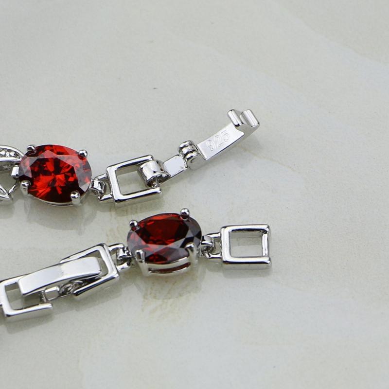 Gioielli in Argento Sterling 925 Zircone Rosso Bianco CZ Bracciale a Maglie e Link Regali di Natale per Donne Scatola Regalo Gratuita S102