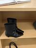 Wide tube short boots women's thick high heel square head fashion boots pleated stacking boots autumn and winter new models