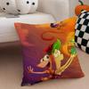 Fun PPhineas And Ferbs Cartoon Cushion Cover Throw Pillow Cover Hidden Button Durable Polyester Chair Cushion