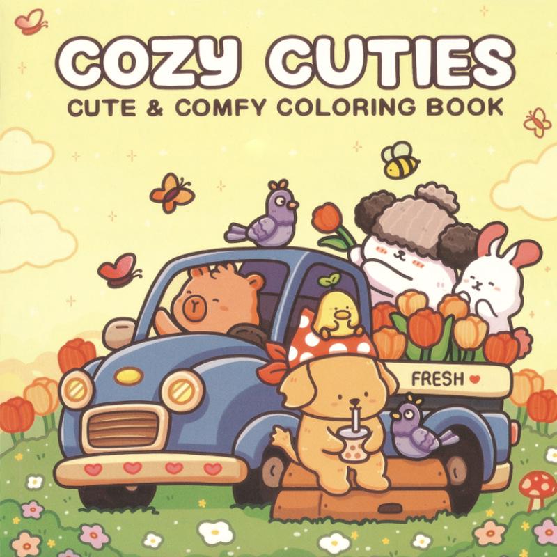 Cross-Border Adult & Teen Coloring Book: Cute Animal Characters for Easy Coloring