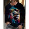 Fashion Lion Graphic 3D Full Print Clothing Vintage Men Long Sleeve T-shirt for Men Casual Top Fashion Trackwear Lion Animal