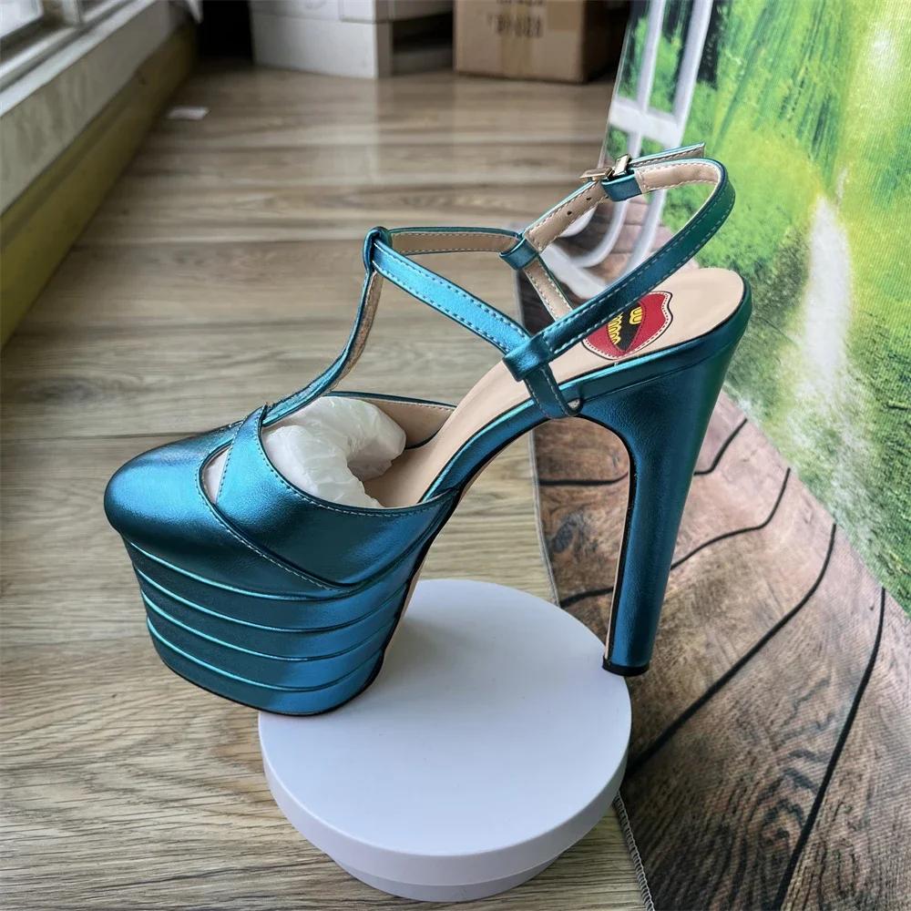 Fashion Brand Sexy Rivet 16cm High Heel Sandals Platform Party Wedding Ball T-stage Women Shoes High Quality Large 43summer Female Shoes