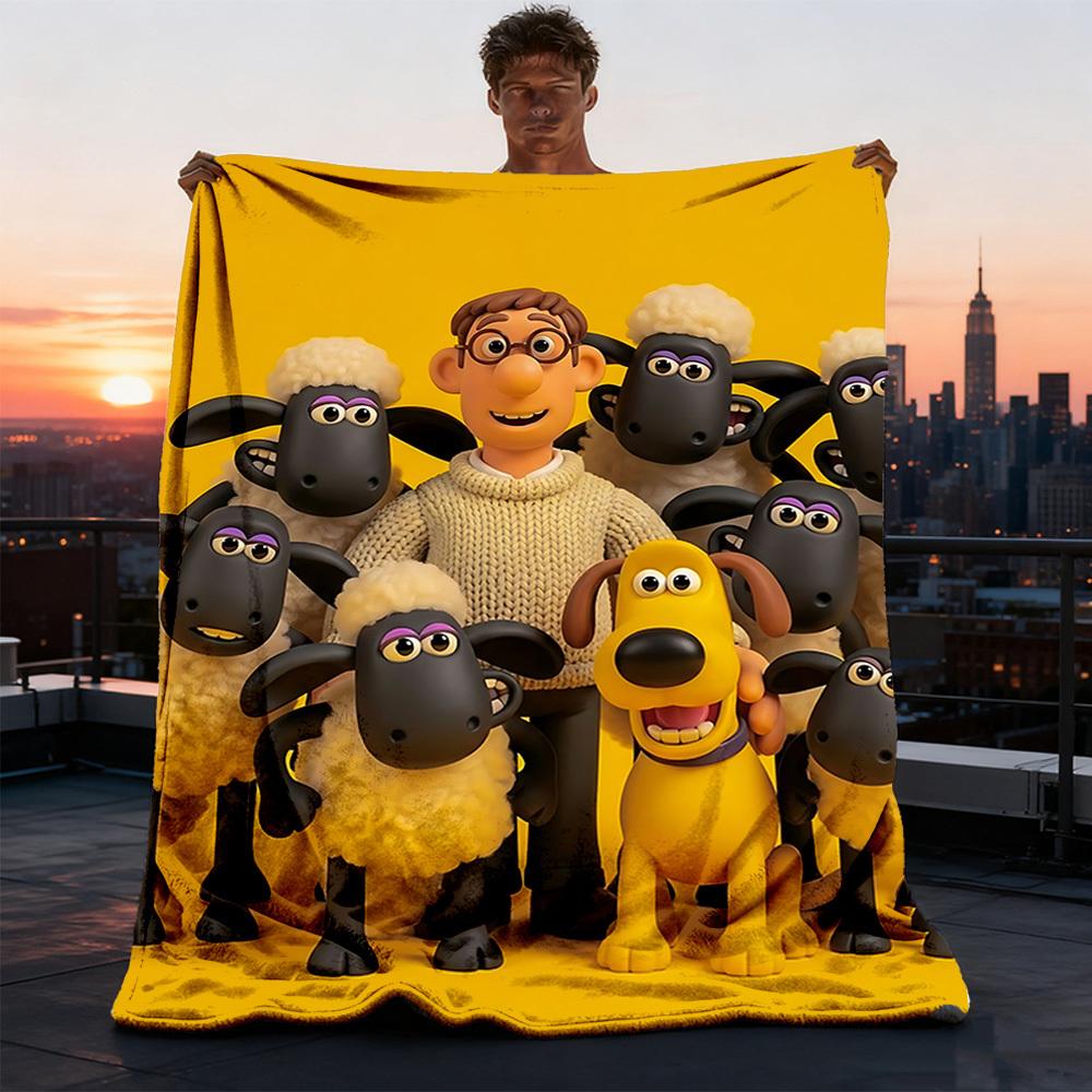 1 pezzo Coperta in Flanella Personalizzata da Esterno con Pecora Shaun, Morbida, Leggera Coperta in Flanella Personalizzata, Stampa Digitale,