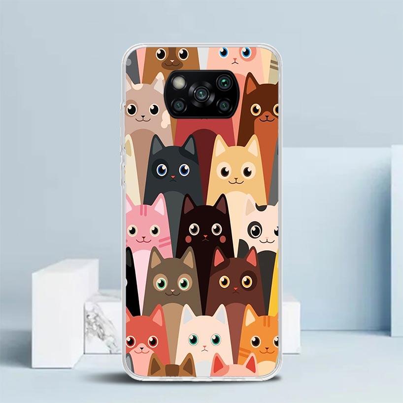 Cat Cute Kitten Cartoon Phone Case For Xiaomi Poco F7 Ultra X5 X6 X7 Pro M7 Redmi 15C 15 13C 13 12C 12 10C 10 10A 9 9C 9A 9T Cov