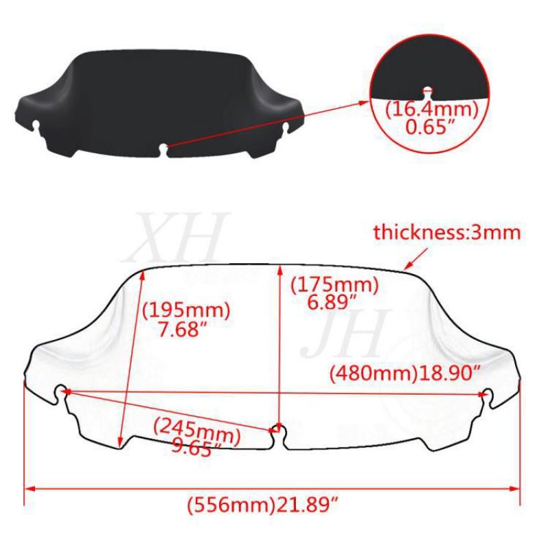 7 Inch Retro Motorcycle Windshield Windscreen Harley Street Glide Road King Touring Models