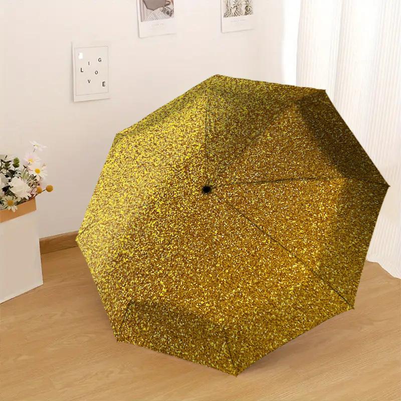 1 ks Zlatý třpytivý vzor Design deštníku Automatické otevírání a zavírání Deštník, Vysoce kvalitní Cestovní deštník, Lehký a přenosný, -22