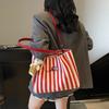 Sommer Tragetaschen für Damen 2025 Streifen Designer Schulter Shopper Aufbewahrungstasche Damen Lässige Canvas Handtasche