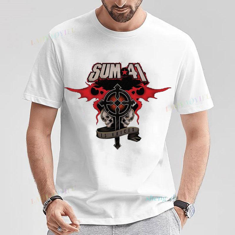Rock Band Playera Sum 41  Unisexs T Shirts SUM41 Popular Punk Graphic Short Sleeve O Neck TShirt Casual Loose Clothes