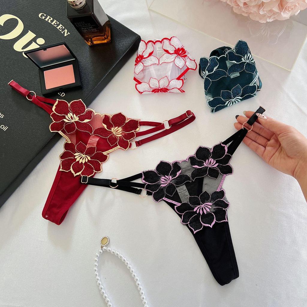 Σέξι Δαντελωτό Πειραστικό Φλοράλ T-Back G-string