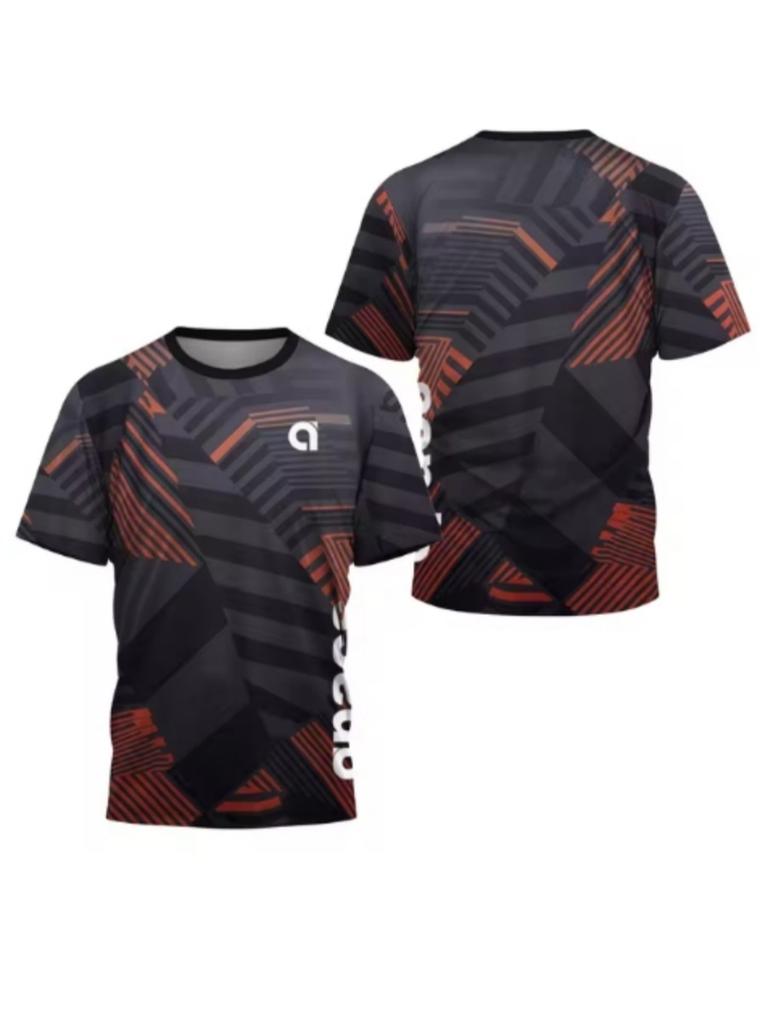 Summer 3D Printed Men's Round Neck Sports T-shirt Badminton Game Quick Drying T-shirt Table Tennis Outdoor Loose Sports Short Sleeve