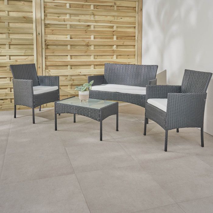 Wilsa Garden "Barcelona" 4-seater Black Resin Garden Furniture