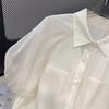 French Retro Puff Sleeve Chiffon Shirt for Women in Summer New Loose Short-sleeved Top