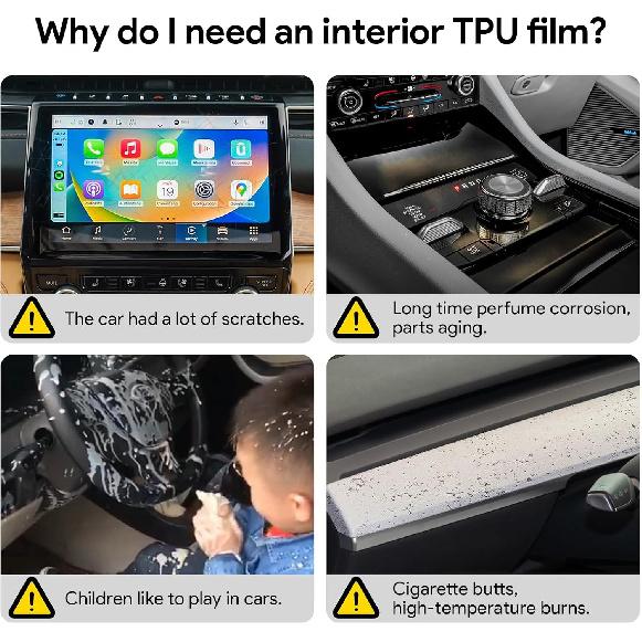 for Jeep Grand Cherokee 2021-2024 PPF Precut 8.5Mil Car Paint Protective Film TPU HD Film Scratch Protector Interior Accessories (Central Control One