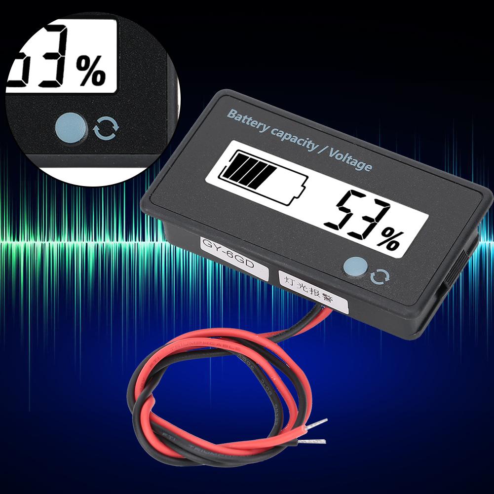GY-6GD PCB HTN Battery Capacity Monitor Indicator LCD Display with Flashing Alarm 12-84V White