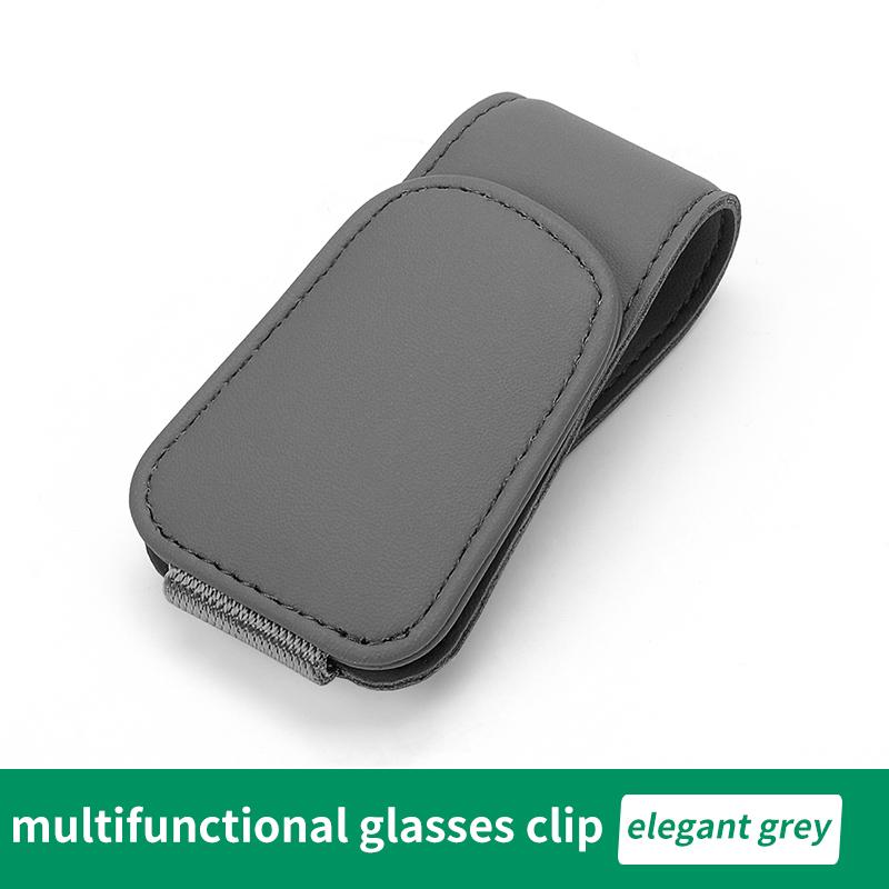 Car Sun Visor Eyeglass Hanger Clip Universal Leather Glasses Ticket Card Holder Sunglasses Storage Clip Multi-Function Accessory