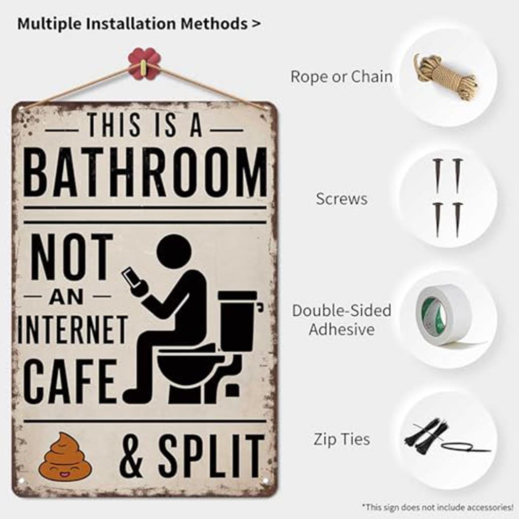 Vintage Metal Tin Sign This Is A Bathroom Not An Internet Cafe Quotes Retro Metal Sign Decor for Home Washroom Bathroom Gift
