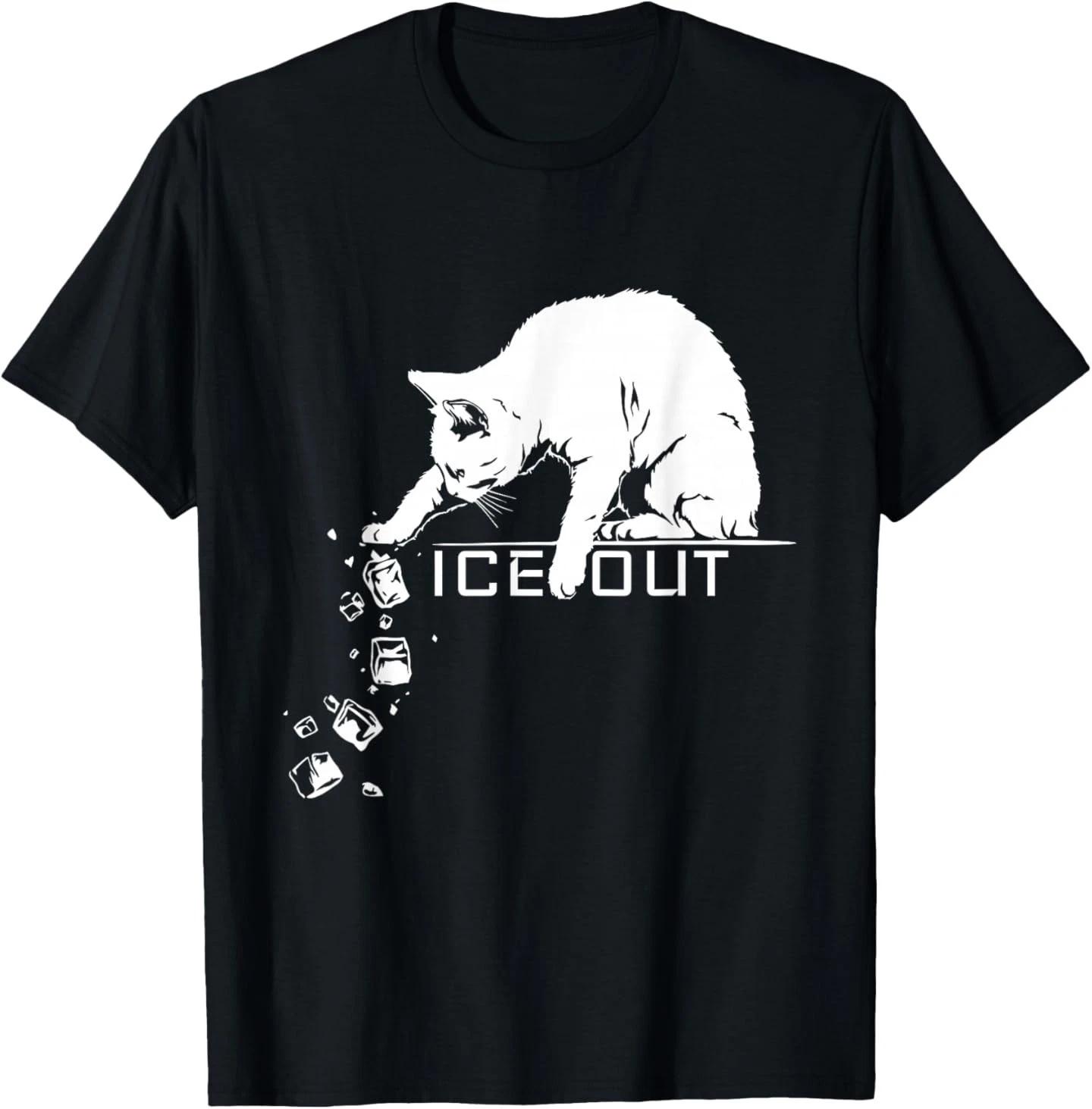 Funny Abolish ICE Out Cat Pushing Icecubes Meme T-Shirt 4XL