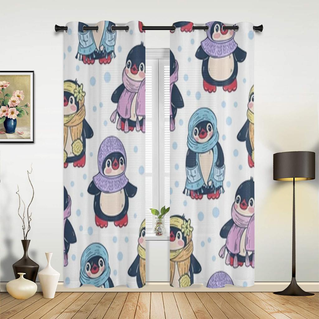 Niedliche Pinguine Fenstergardinen für Wohnzimmer Luxus Schlafzimmerdeko Vorhänge Küchenfensterbehandlungen Gardinen
