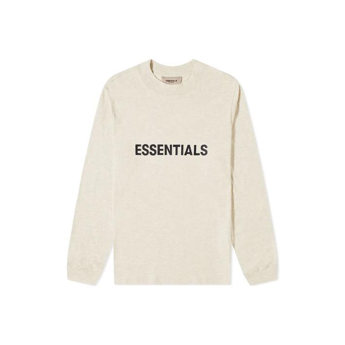 Fear of God Essentials Boxy Long Sleeve T-Shirt with Silicone Lettering Logo Men Tops Buttercream Cream FOG-SS20-286