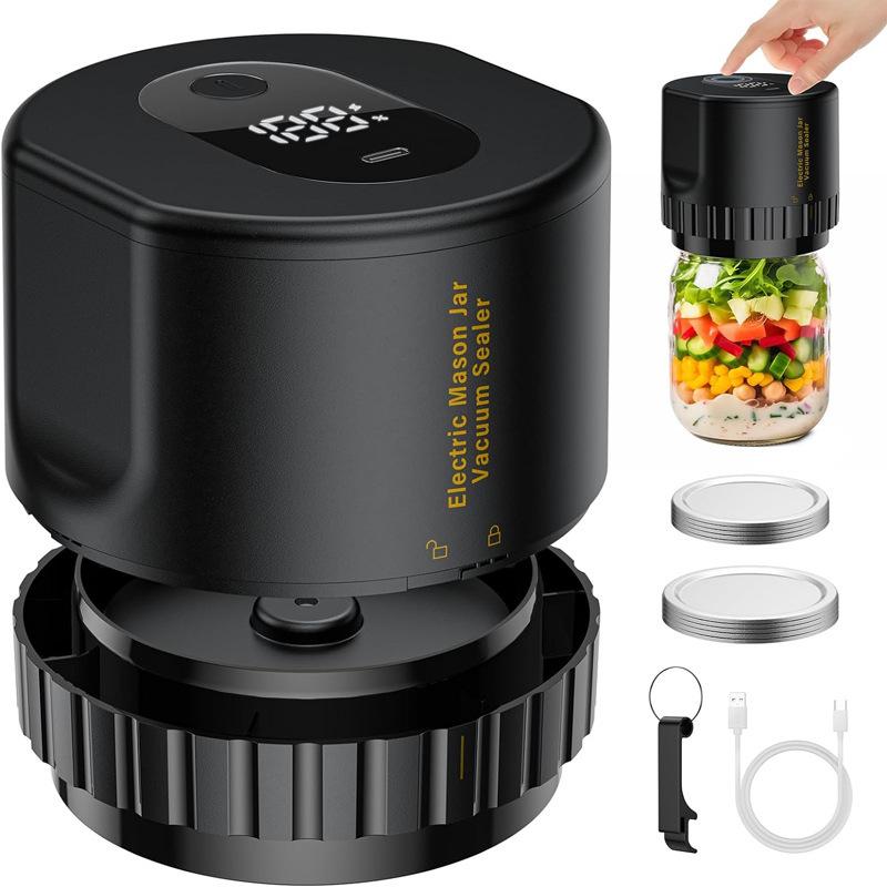 1pc, Electric Mason Jar Vacuum Sealer, Automatic Vacuum Pump With One-Touch Operation, Leak-Proof Seal For Regular And Wide-Mouth Canning Jar
