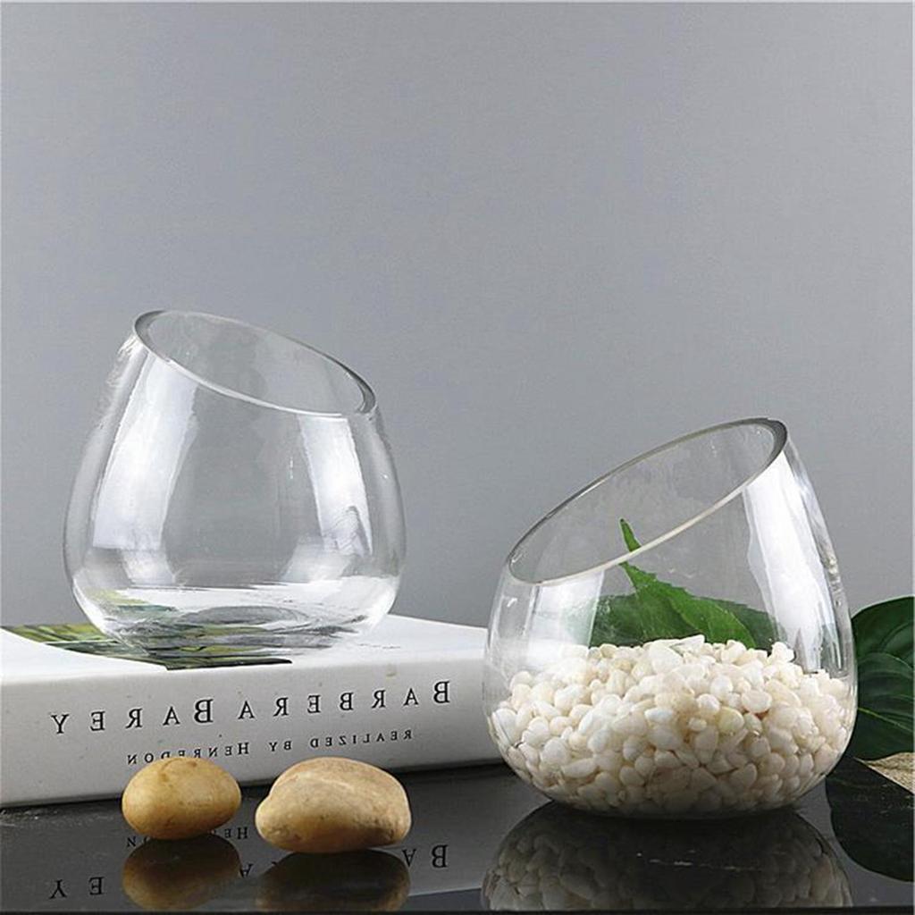 Slant Cut Bowl Glass Vase Micro Landscaping Container Glass Terrarium Bowl for Decoration Party Garden Centerpiece Wedding