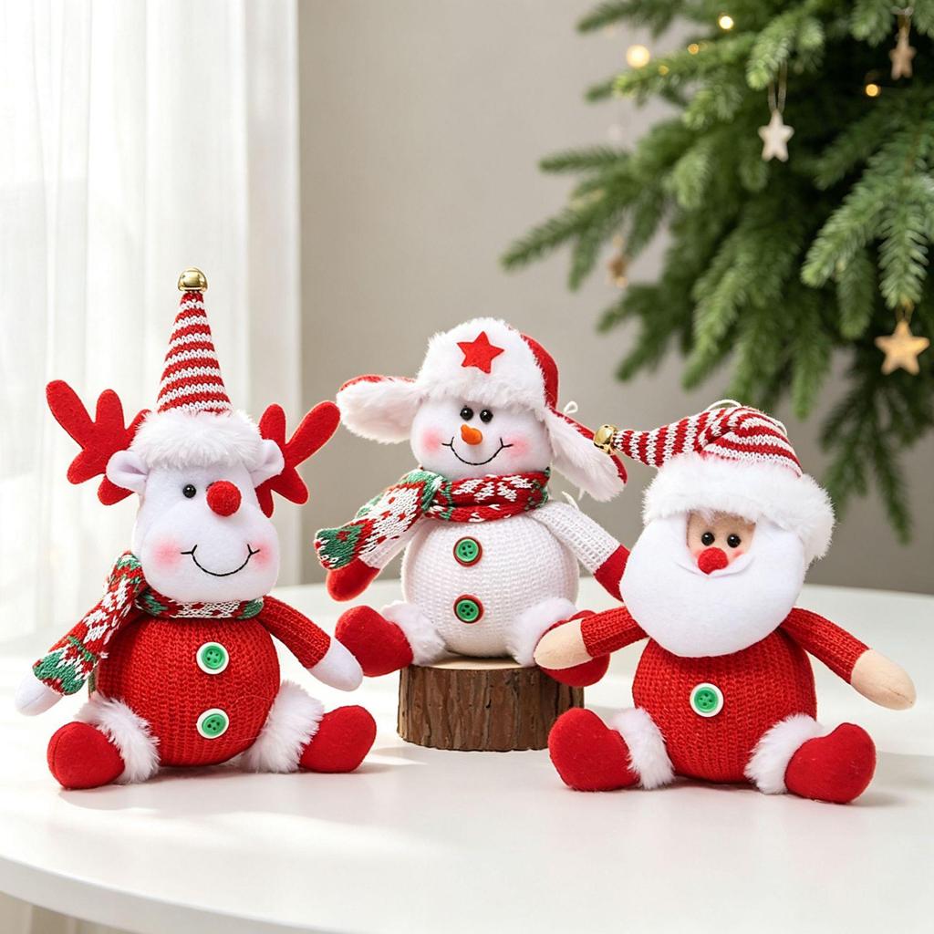 Youqi Christmas Decorations: Cartoon Santa and Snowman Doll Ornaments for Christmas Tree.