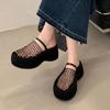 Design Mesh Hollow Breathable Toe Toe Half Slippers Women's 2025 Summer New Platform Roman Muffin Sandals