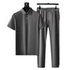 Summer Fashion Solid Color Comfortable Breathable Sports Suit Men's Business Leisure Loose Size Two-Piece Set XS-4XL