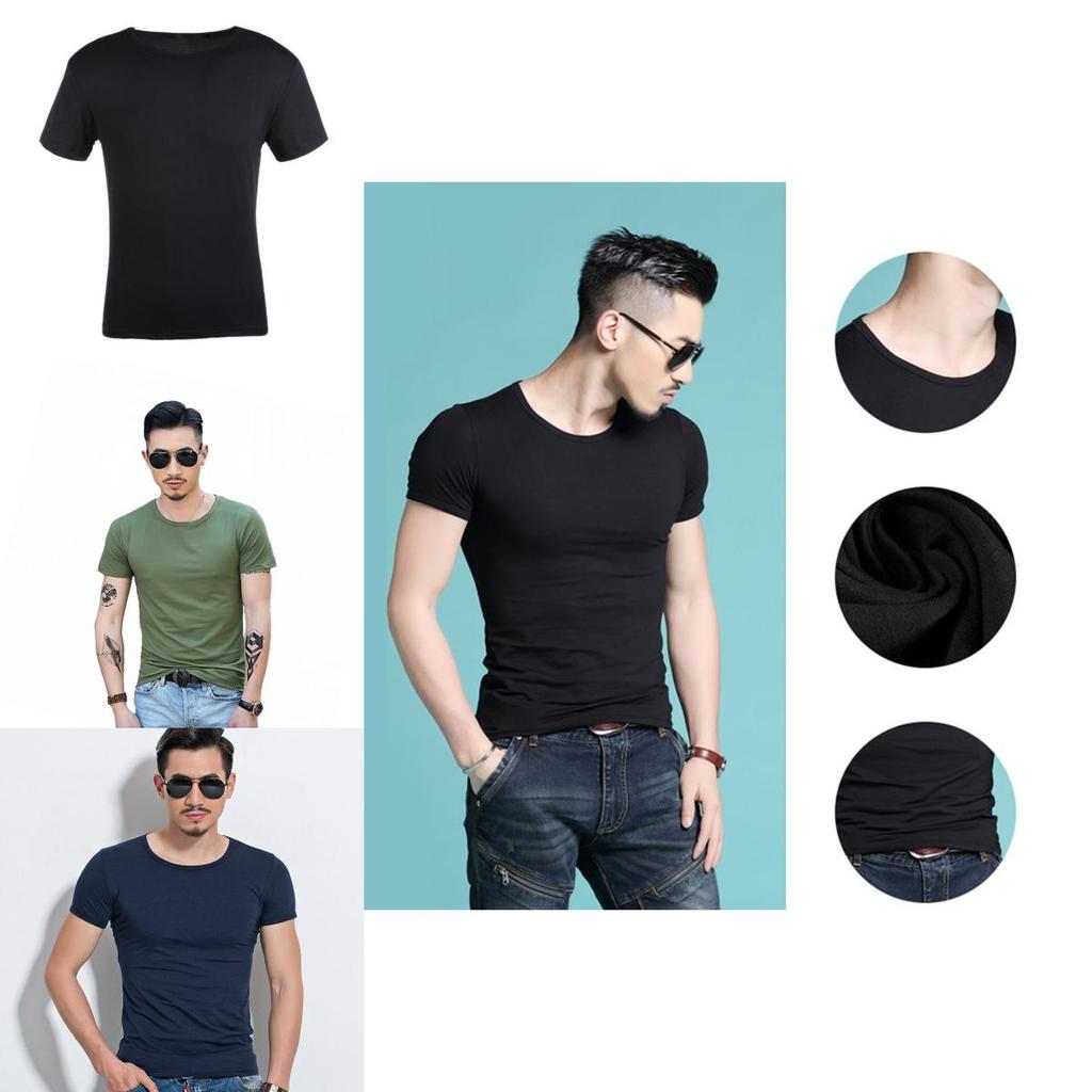 Men's Summer Casual Fashion Solid Color O-neck T-shirt With Short Sleeves