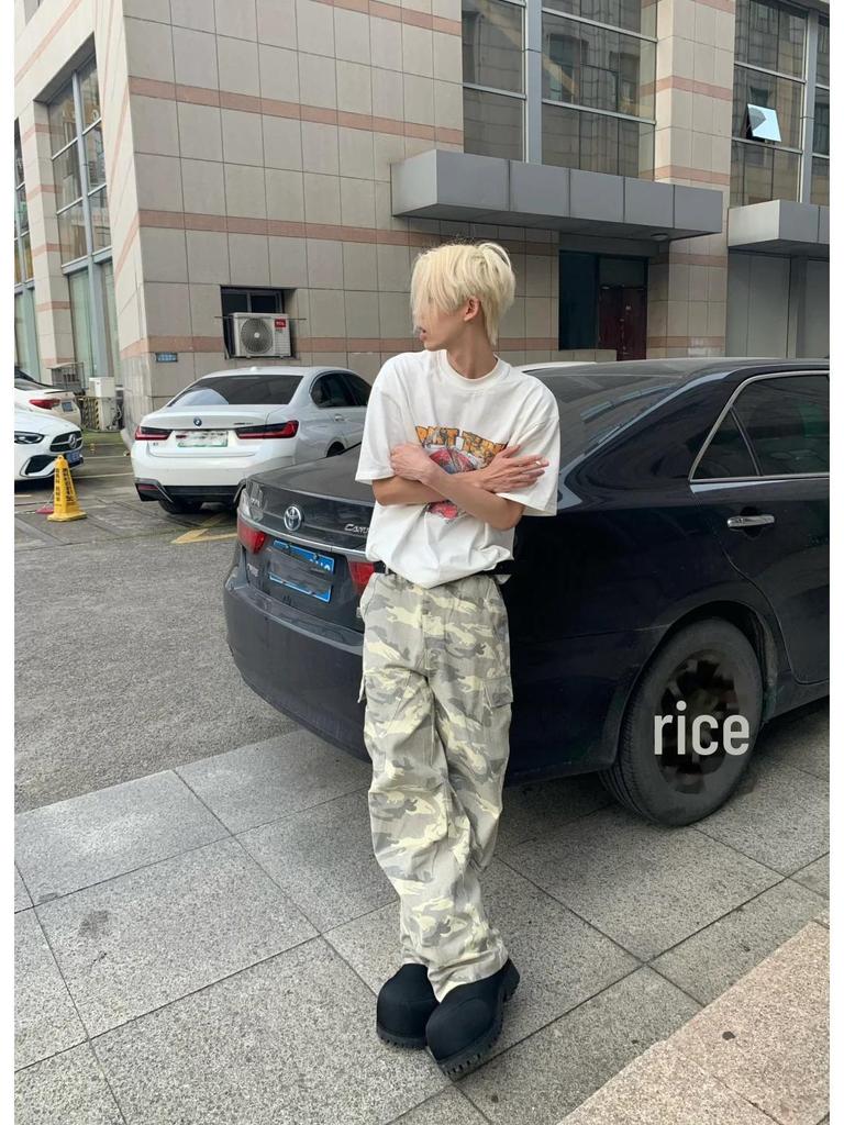 Korean Washed Camouflage Paratrooper Wide-Leg Overalls