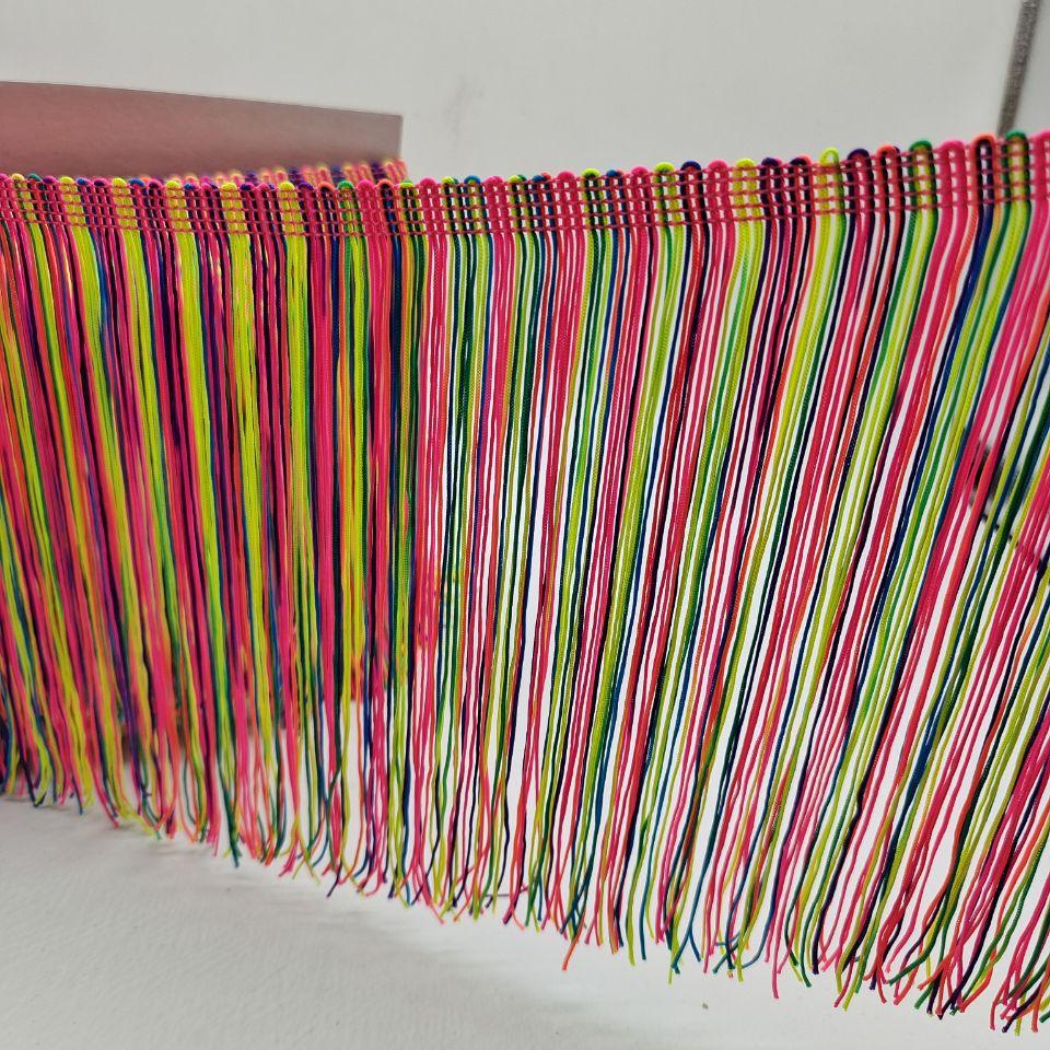 

2Yards/Lot 20CM Long Encrypted Two-Color Nylon Lace Trim Tassel Fringe DIY Latin Dress Stage Clothes Curtain Custom Accessories 2Yards price