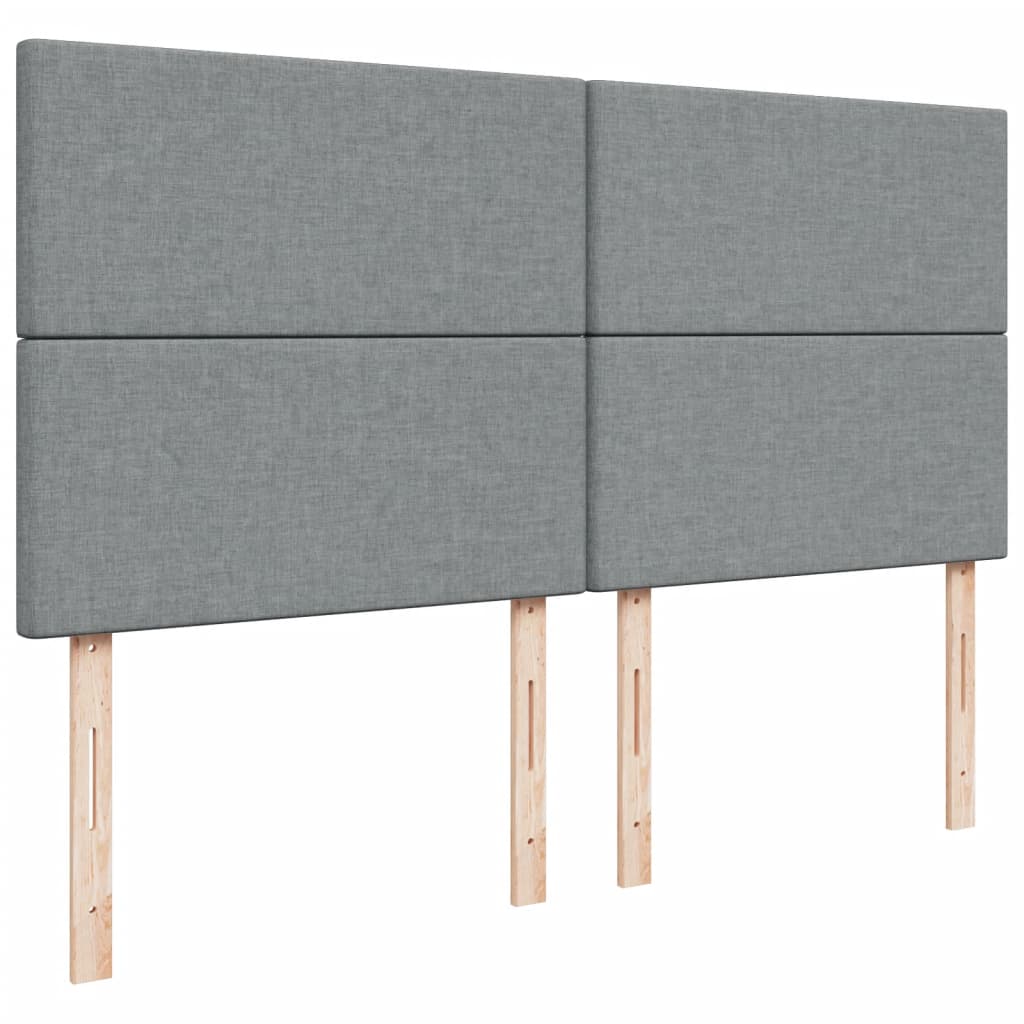Box Spring Bed with Mattress Light Grey 200 x 200 cm Fabric