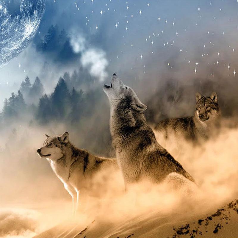 Custom 3D Wallpaper Modern HD Starry Sky Planet Wolves Animal Murals Abstract Art Living Room Bedroom Background Wall Paintings