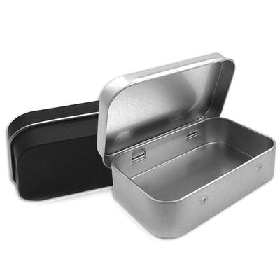 Survival Kit Small Empty Metal Tin Silver Black Flip Storage Box Case Organizer