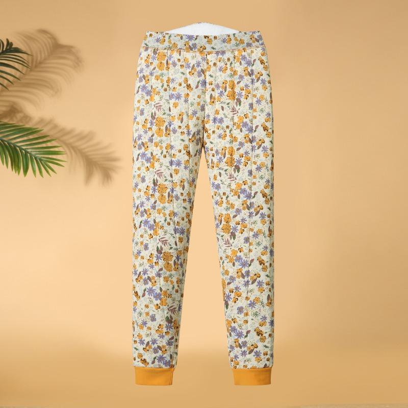 

Зимние термобрюки для женщин среднего и пожилого возраста, холодостойкие леггинсы, с высокой талией и для ношения под одеждой, зимняя одежда для мамы, хлопковые брюки в цветочную клетку 5XL (recommended 140-77.5kg) жёлтый