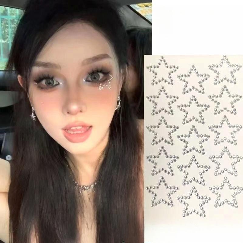 Bellissimi adesivi 3D con strass di cristallo lucido e stelle di perle, album di ritagli, custodie per telefono fai da te, decorazioni per spettacoli di danza, adesivi per il viso.