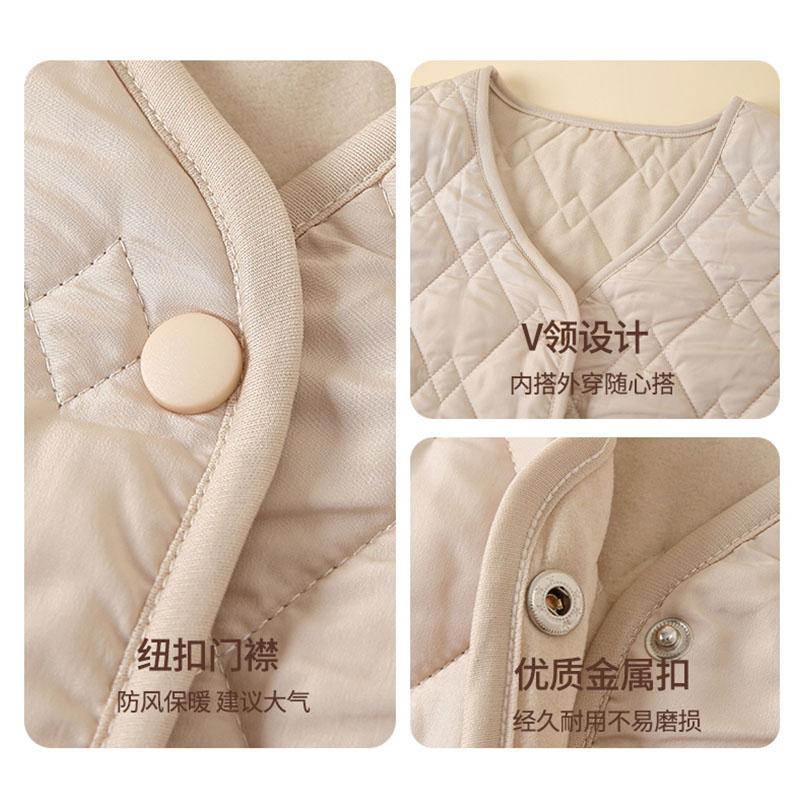 Down cotton vest women's spring new thermal vest light and short v-neck autumn and winter velvet vest liner