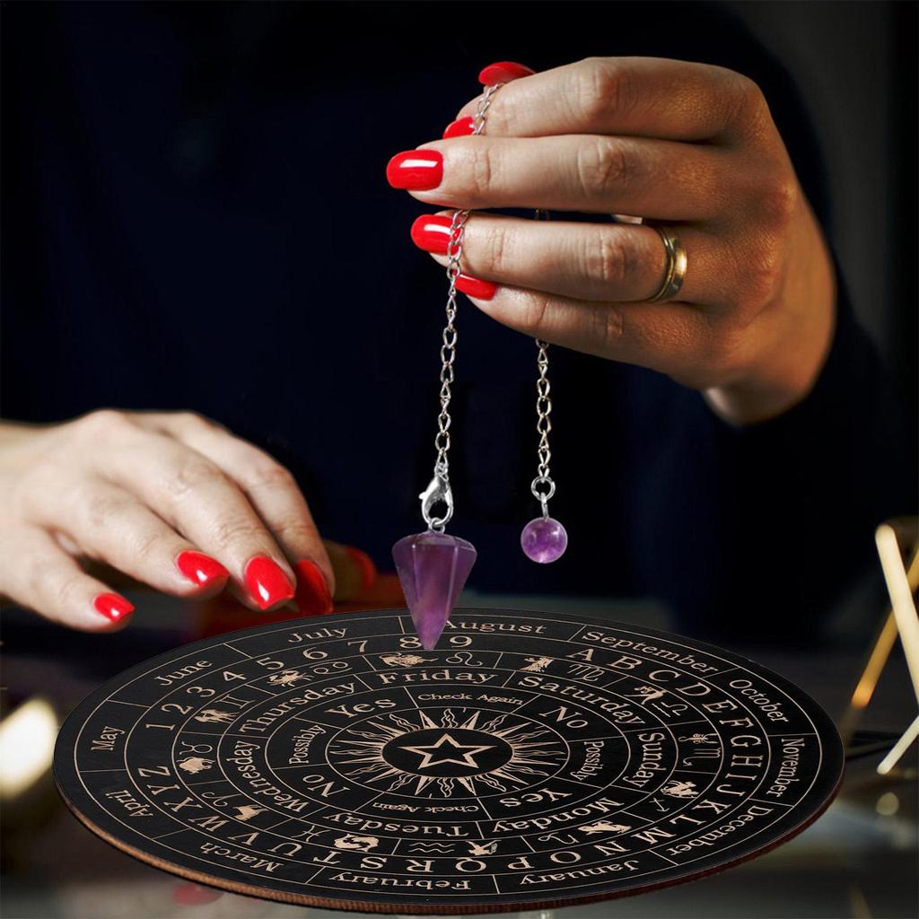 Wood Pendulum Board Dowsing Divination Moon Phase Star Witchcraft Altar Supplies Board Meditation Tray Decor