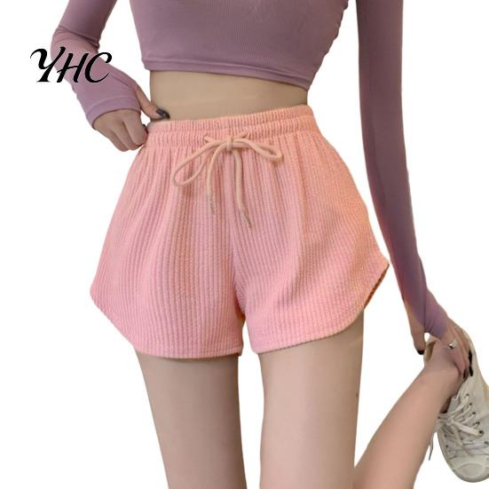 Comfortable Daily Wear Shorts Women Summer Drawstring High Elastic Waist Solid Color A-line Elegant Soft Breathable Thin Loose Beach Sports Jogging