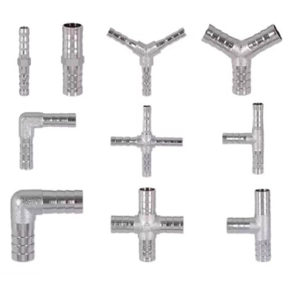 4 -25 Mm 2 3 4 Ways Straight/Elbow/Tee/Y/Cross HoseTail Barb Chrome-Plated Brass Plumbing Fitting Connector Air Water Gas