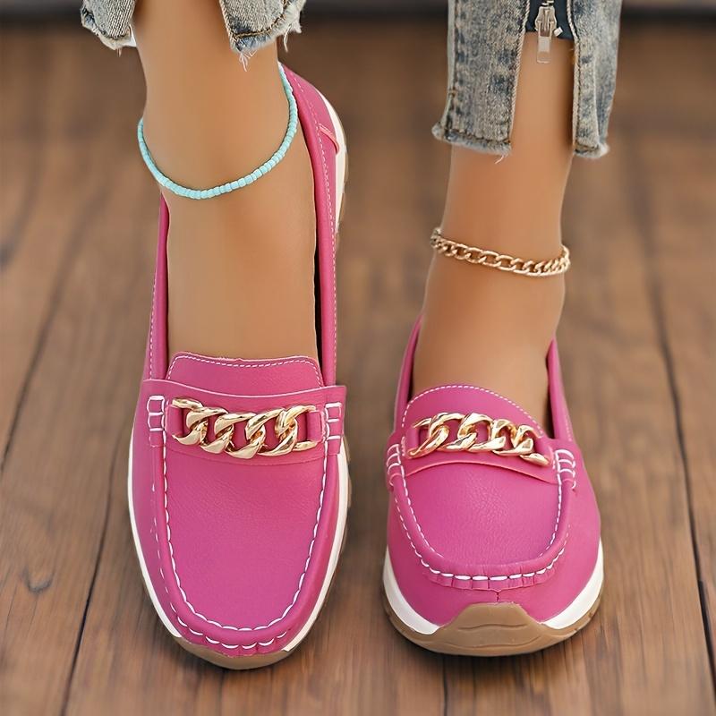 Женские повседневные слипоны однотонные легкие удобные туфли с цепочкой искусственная подошва и искусственные материалы всесезонная обувь 36 розы красного 2346₽