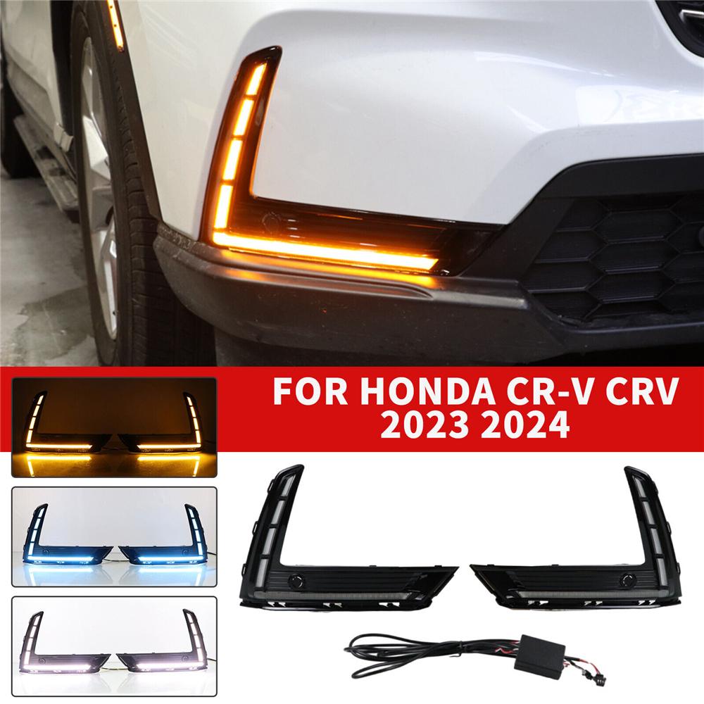2PCS  LED Daytime Running Light Fog Turn Signal Light For Honda CR-V 2023 2024
