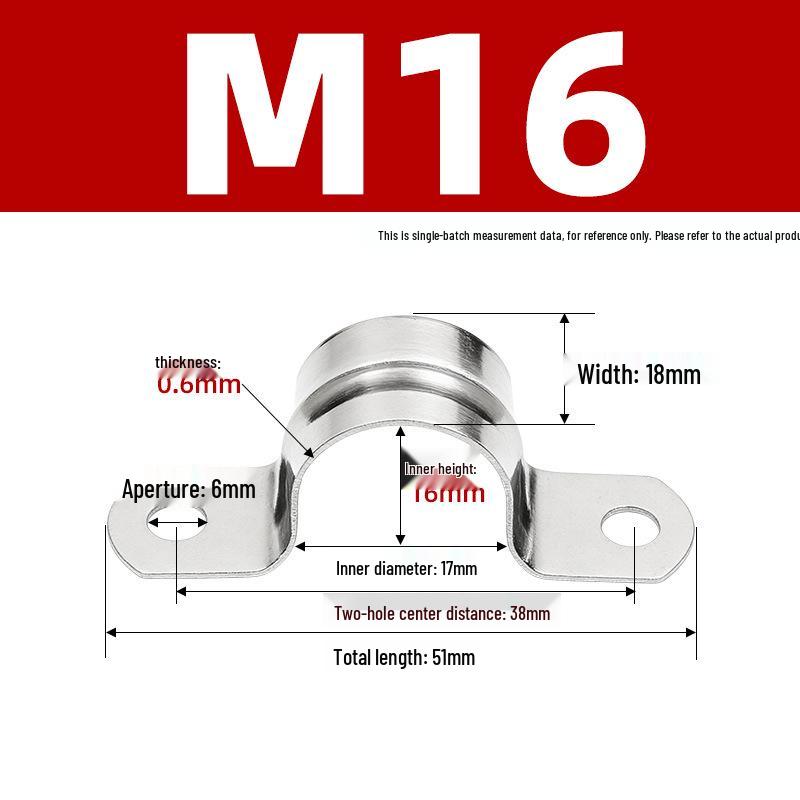304 Stainless Steel Thickened U-Shaped Pipe Buckle Clamp for Hose and Water Pipes