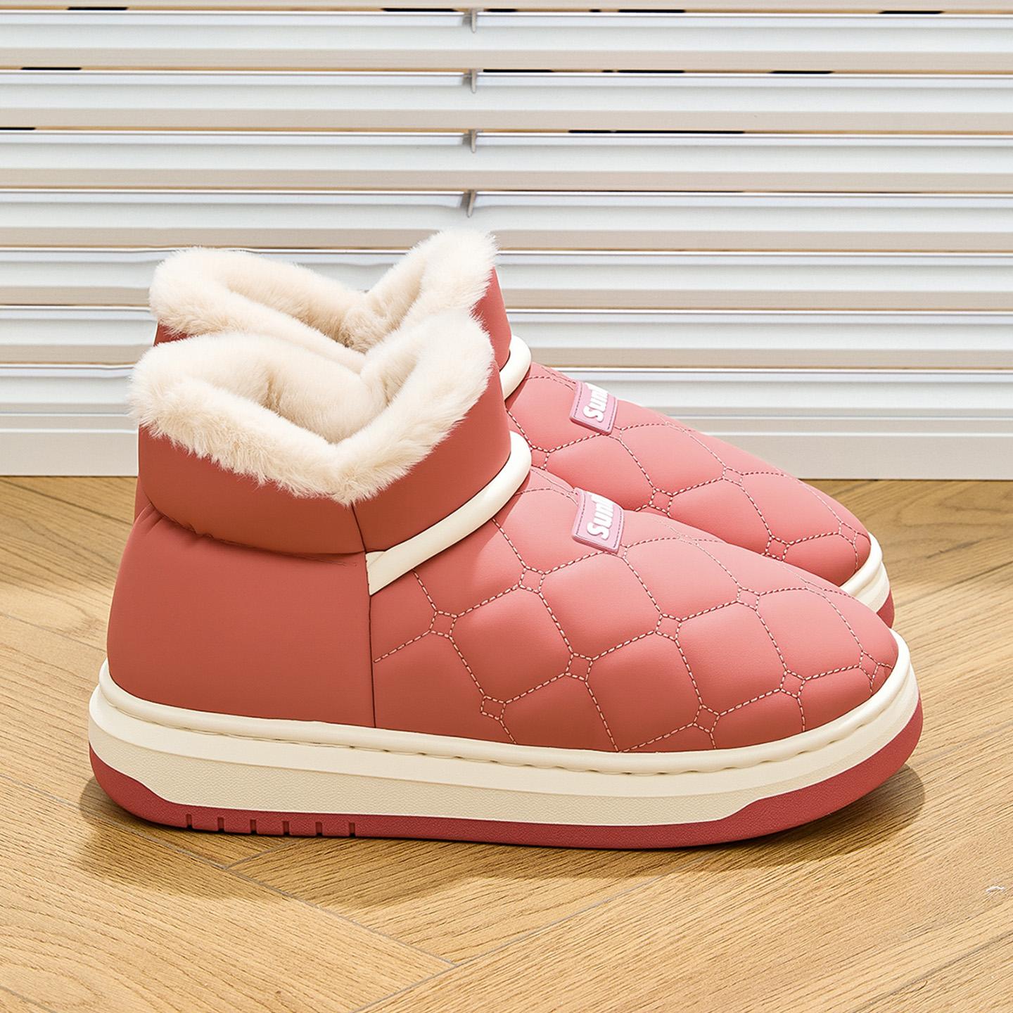 

Зимние женские хлопковые тапочки плюшевые теплые на толстой подошве шлепанцы дышащие мягкие нескользящие тапочки для дома и улицы мужские повседневные тапочки 40-41 розовый