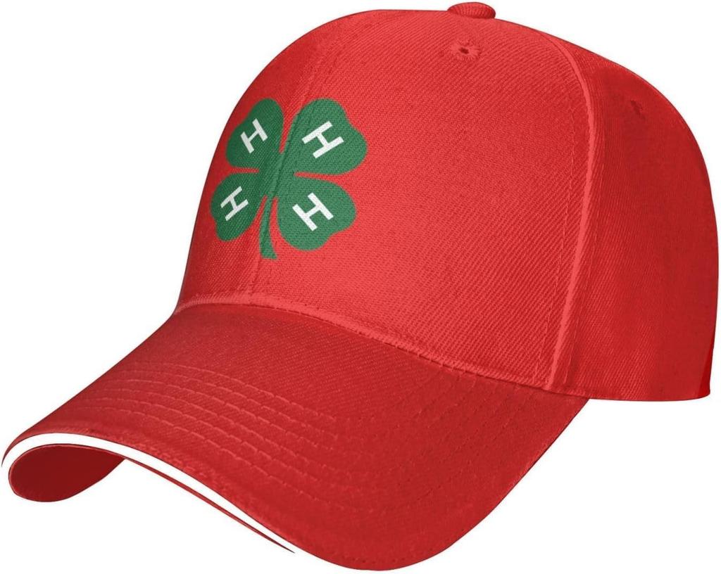 4H Clover Emblem Baseball Cap Polyester Casual Adjustable Sun Protection Adult Snapback