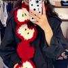 Apple Christmas Tree Coral Fleece Knitted Scarf – Winter DIY Gift & Decoration