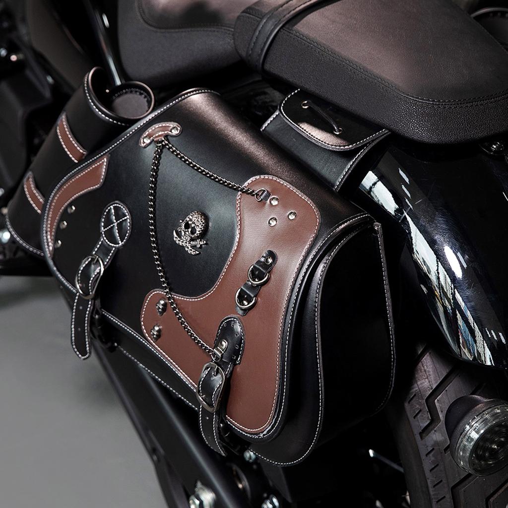1 Pair Travel Luggage Storage Bag Saddlebag Motorbike Accessories Tool Bag Retro Punk Style Saddlebag PU Side Bag