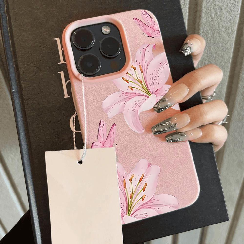 HOT Luxury Hibiscus Flower Lemon Lichee leather pattern Phone Case For iPhone 17 16 15 14 13 12 11 Air Pro Max Plus X XR XSMax