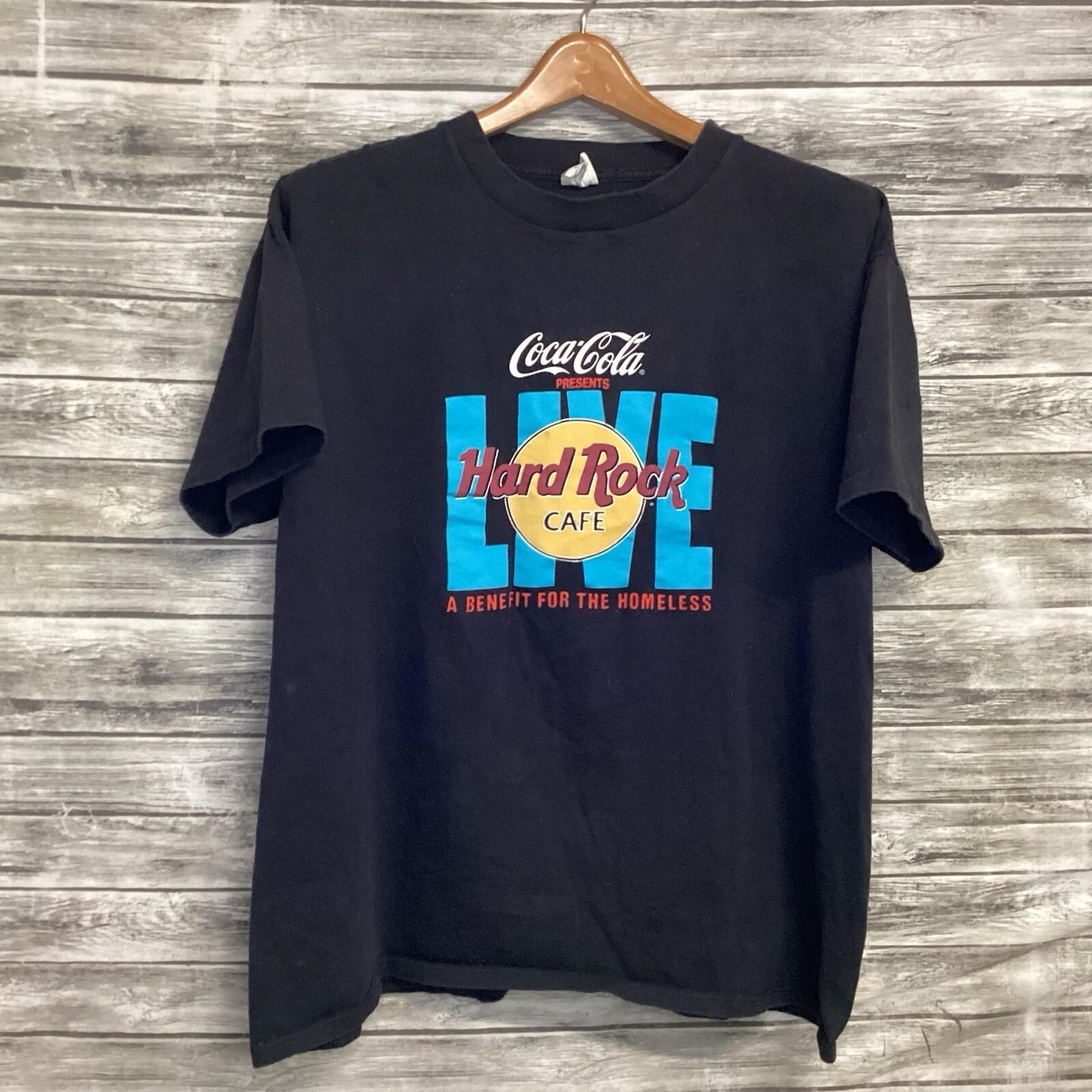 Vintage Hard Rock Cafe Live Shirt Mens XL Black Coca Cola Promo Graphic Tee 90s Unisex T-Shirt XL
